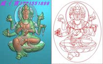 Fine Sculpture grey bmp embossed jade carved wood JDP pendant Tibetan Buddhist 3 hand gold wheel Guanyin moon Three-headed six arms