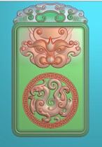 jdp Grayscale Fengpai antique Dragon Phoenix retro grass dragon jade pendant relief wood carving