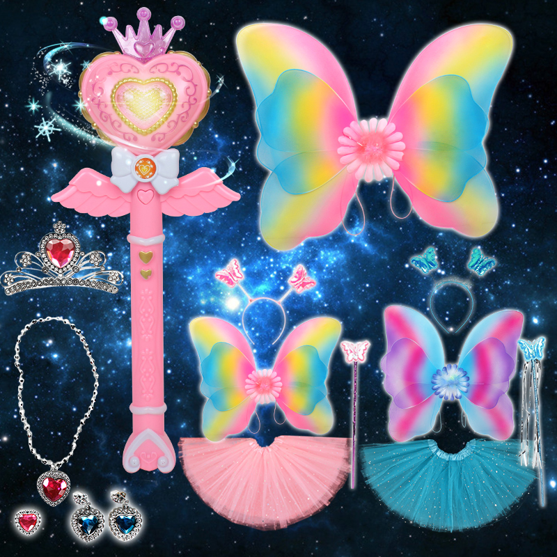 Children's toy magic wand flash little fairy Balabala little magic fairy princess dress crown girl toy set