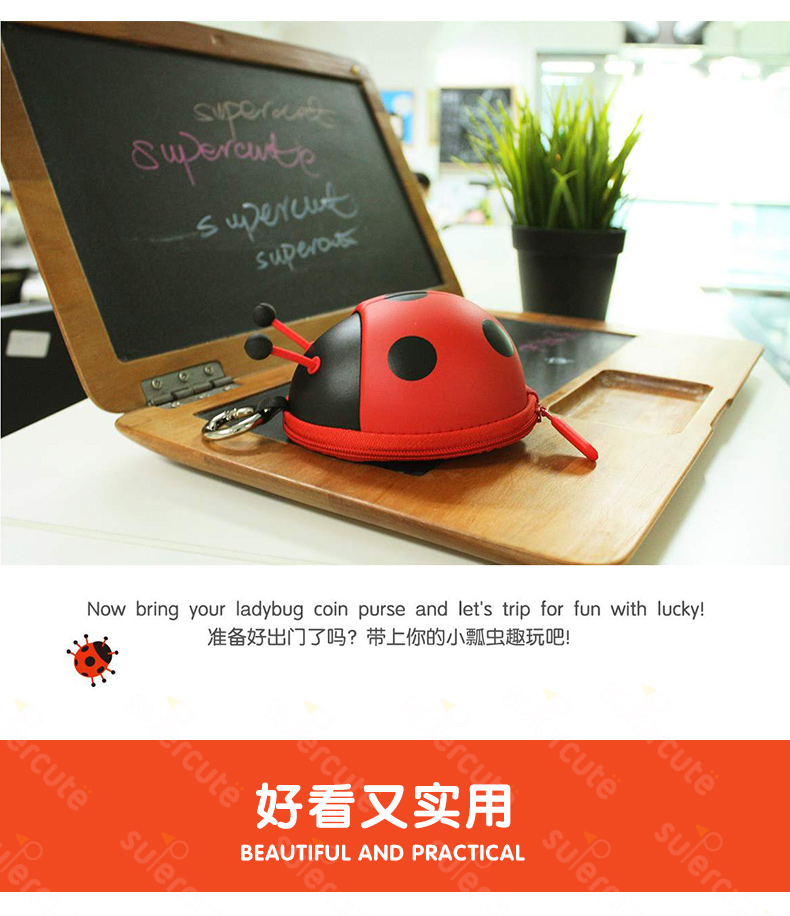 Supercute túi bọ rùa nhỏ sáng tạo ví mini dễ thương túi chìa khóa không thấm nước màu sáng lưu trữ ví - Trường hợp chính túi đựng chìa khóa xe