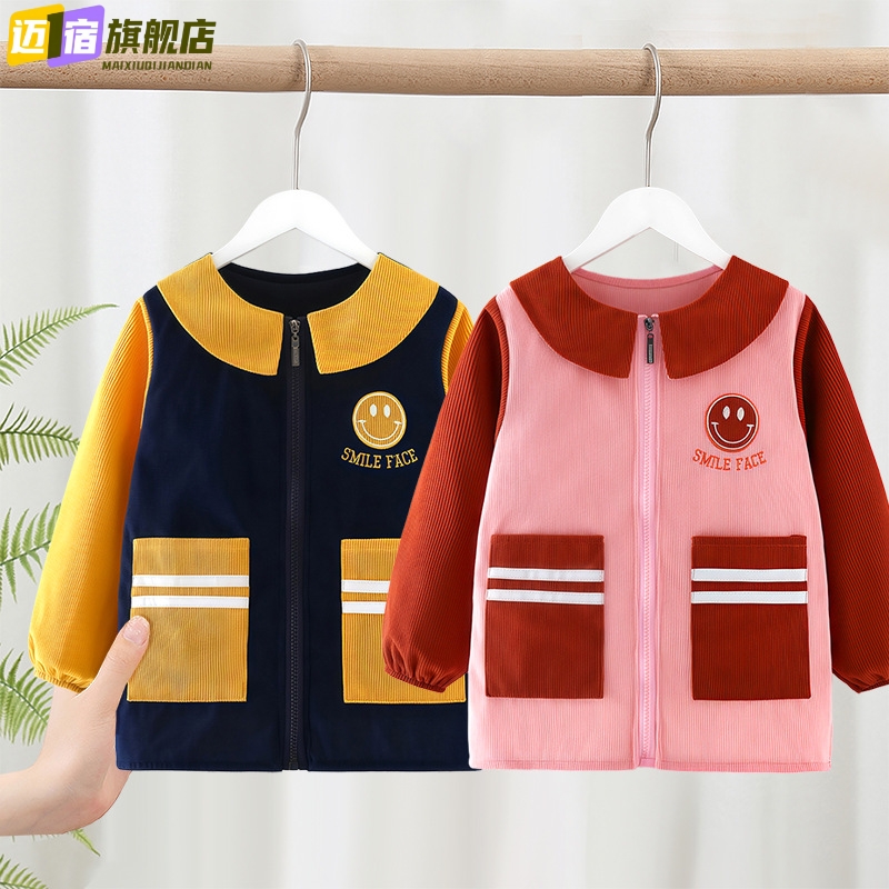 New style baby is wearing a smock, children's extended style waterproof bib for eating, big children's kindergarten eating apron, waterproof