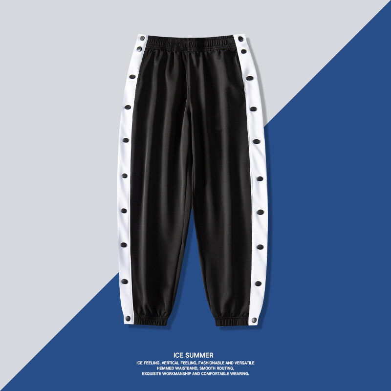 Row Buttoning Pants Basketball Pants Sports Pants CBA Real Battle Warm Body men and women Identical Bunch Feet Sides Full Open Training Pants Seconds Off