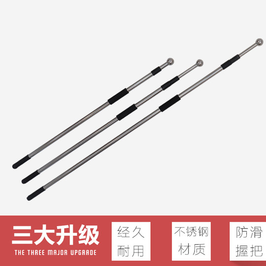 Stainless Steel Telescopic Flagpole Handheld 2.3m 4m Hand-Cranked Flagpole Outdoor Red Flagpole with No. 3, No. 4, No. 5 Flags