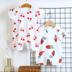 Mùa hè bé jumpsuit ngắn tay nam bé bông mỏng ròng đỏ ha áo cô gái sơ sinh dễ thương pajama chiếc váy mùa hè 