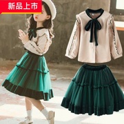 Cô gái mùa xuân và mùa thu Outfit 2020 mới mùa xuân Suit Outfit Air váy Big Kids váy mùa thu Little Girl Hai mảnh Set