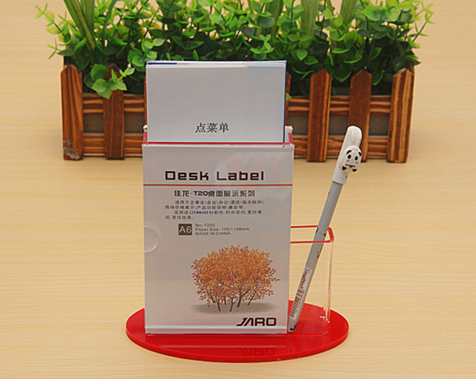 Custom acrylic ordering menu A6 table card with menu slot Pen holder Dining room table card table card flyer information slot