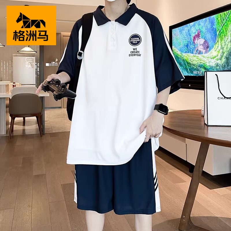 Gezhouma Youth Short-Sleeved T-Shirt Boys Junior High School Students Polo Shirt Children's 206 Summer Casual Sports Suit Gezhouma Youth Short-Sleeved T-Shirt Boys Junior High School Students Polo Shirt Children's 206 Summer Casual Sports Suit