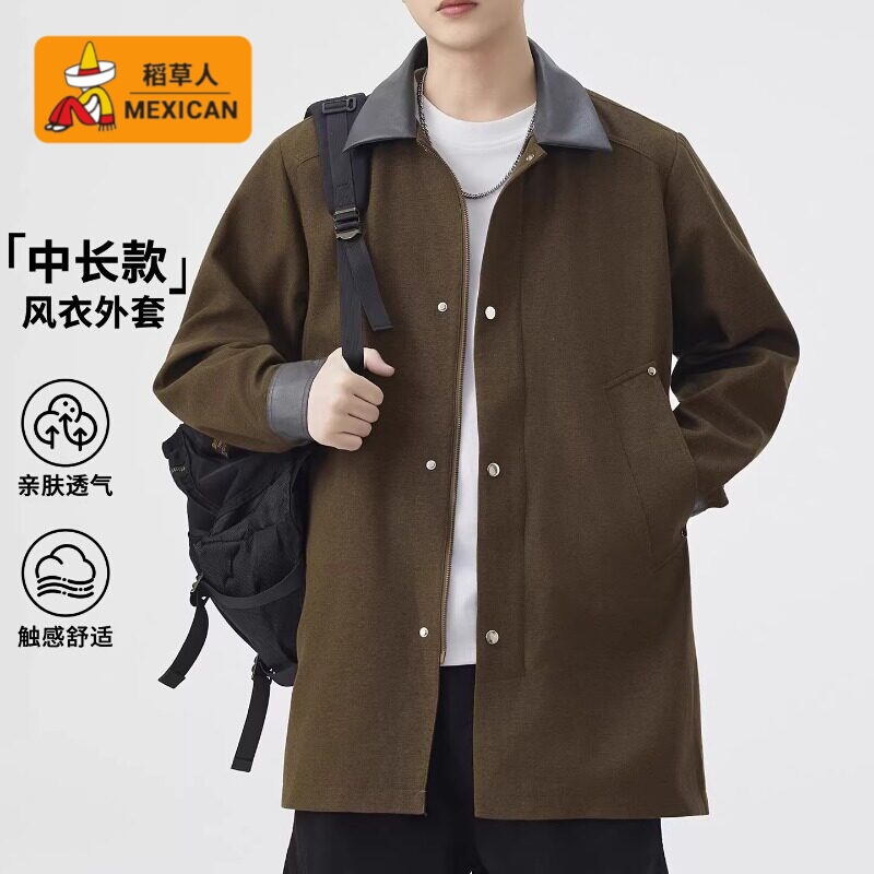 Scarecrow Retro Balmakken Style Mid-Length Jacket 2026 Spring and Autumn New Trendy Casual Windbreaker Coat Scarecrow Retro Balmakken Style Mid-Length Jacket 2026 Spring and Autumn New Trendy Casual Windbreaker Coat