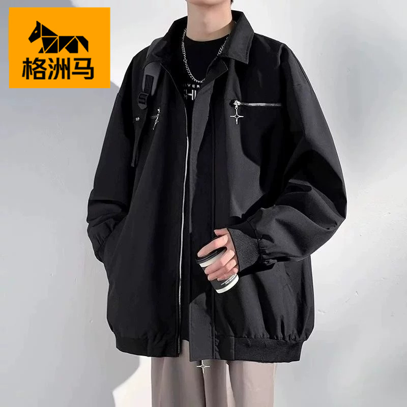 Gezhou Ma Spring and Autumn 2026 New Jacket American Style Trendy Comfortable Coat Men's Versatile Cool Design Top Gezhou Ma Spring and Autumn 2026 New Jacket American Style Trendy Comfortable Coat Men's Versatile Cool Design Top