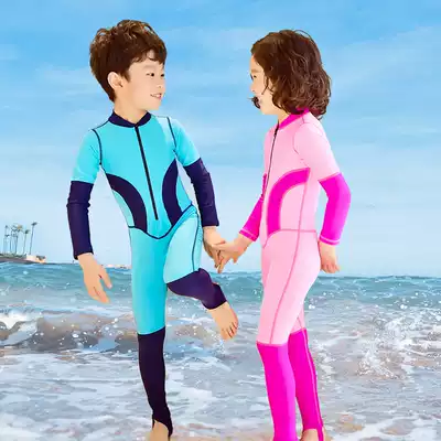 Children's swimsuit Girls and girls Middle and large children quick-drying sunscreen long-sleeved wetsuit Boys one-piece swimsuit suit Boys
