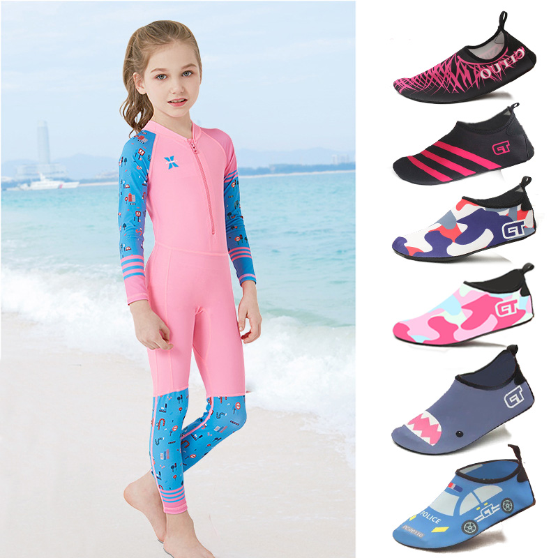 Beach socks set shoes for men and women Children covered with water barefoot applie snorkeling snorkeling water female non-slip anti-cut swimming shoes men's soft shoes