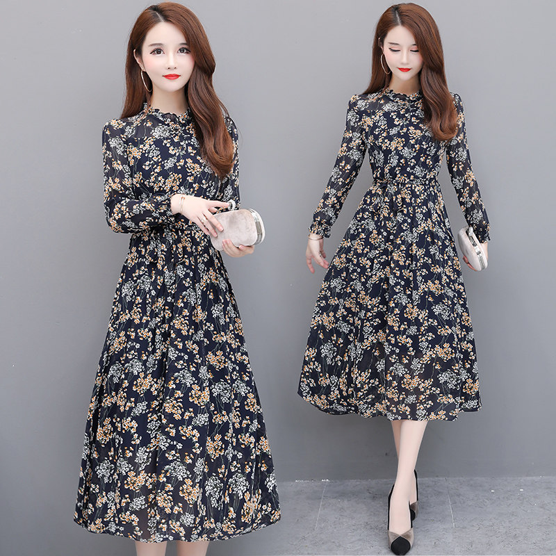 Printed Pop Ocean Dress 2021 Early Autumn New Women's Dress Cashew Slim Fit Woman Taste Small Crummy Dresses