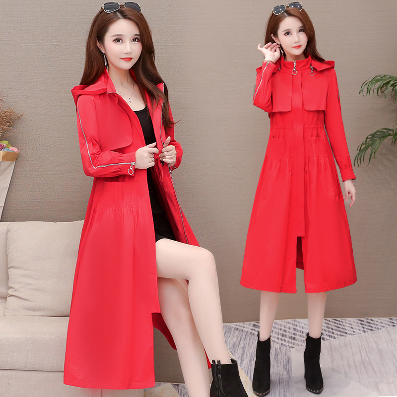 The Wind Suit Women's Dress Medium Long Version 2019 Spring Autumn Season New Port Taste Han Edition Loose Temperament Casual Over Knee Thin Jacket