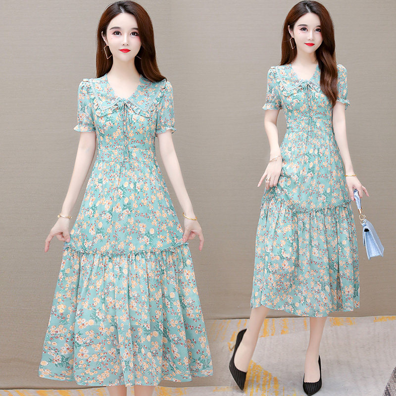 Dolls collar foreign dress Summer style women's dress 2021 New small sub-foreign pie Conspiculy Slimmer Summer Dress