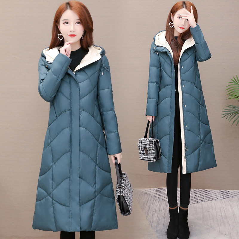 Winter down cotton clothing jacket woman 2019 new Korean version of the slim temperament even cap long version 100 lap cotton padded jacket