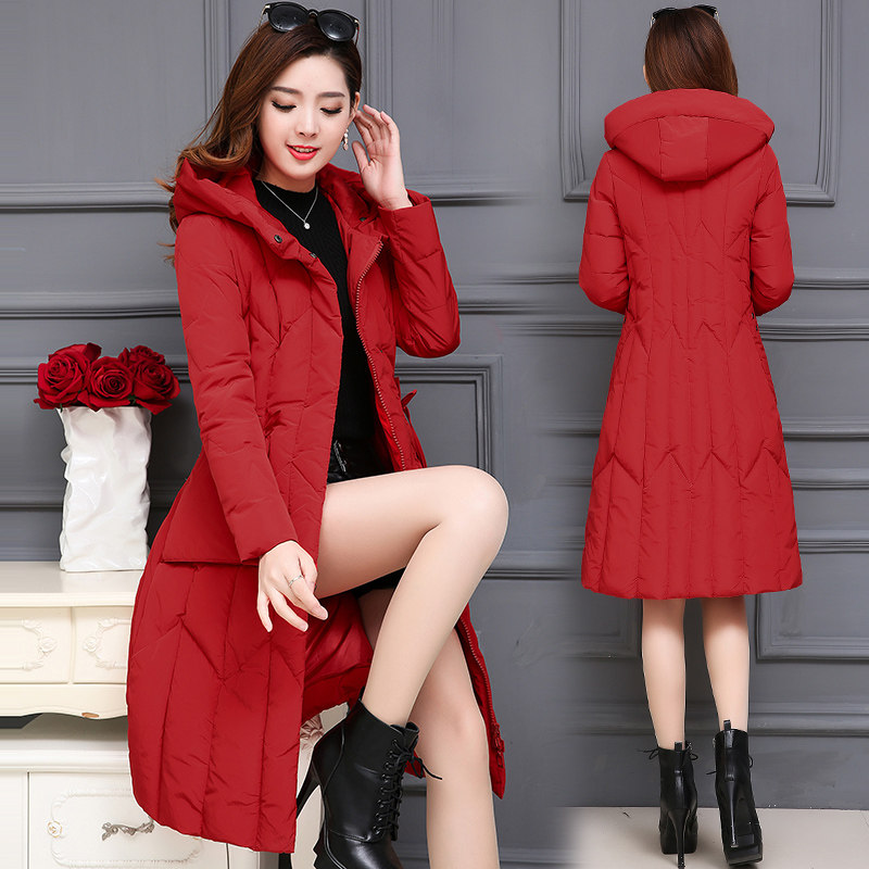 Down cotton-padded jacket women's 2020 winter new cotton-padded jacket coat large size medium and long version padded hooded over the knee warm cotton-padded jacket