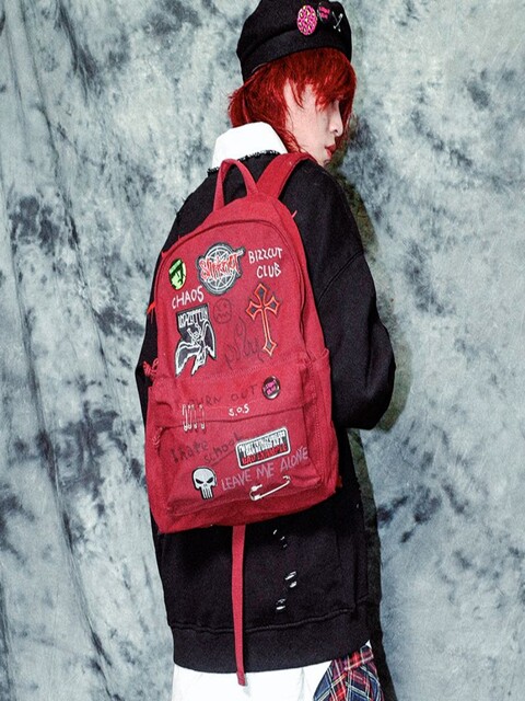 2023 New Model Bizzcut/Rebellious Campus/Rock Punk Yabi Student Large-Capacity Hand-Painted Embroidery