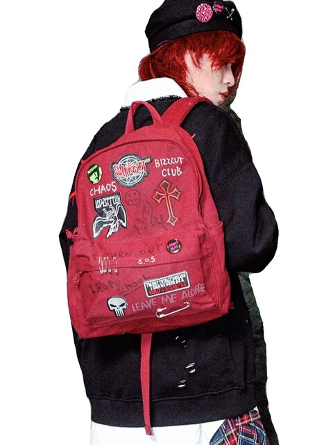 2023 New Model Bizzcut/Rebellious Campus/Rock Punk Yabi Student Large-Capacity Hand-Painted Embroidery