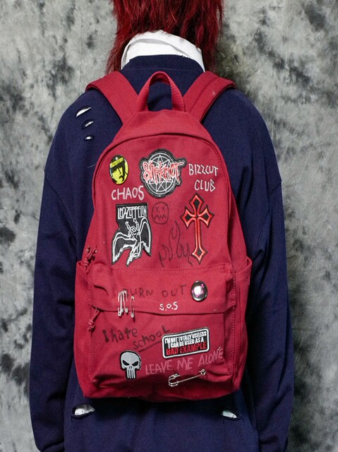 2023 New Model Bizzcut/Rebellious Campus/Rock Punk Yabi Student Large-Capacity Hand-Painted Embroidery