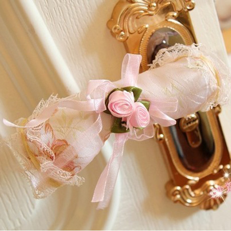 Han-style strip room door handle the glove field long door to the glove pink cloth art lace door