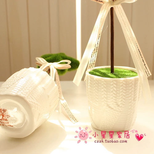 Пасторальное моделирование Пушистое зеленое растение декоративное горшечное фальшивое цветочное зеленые растения Небольшое набор моделирование бонсай бонсай