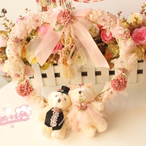 Cute wedding bear wreath door decoration decoration decoration large heart shaped wreath bamboo wreath