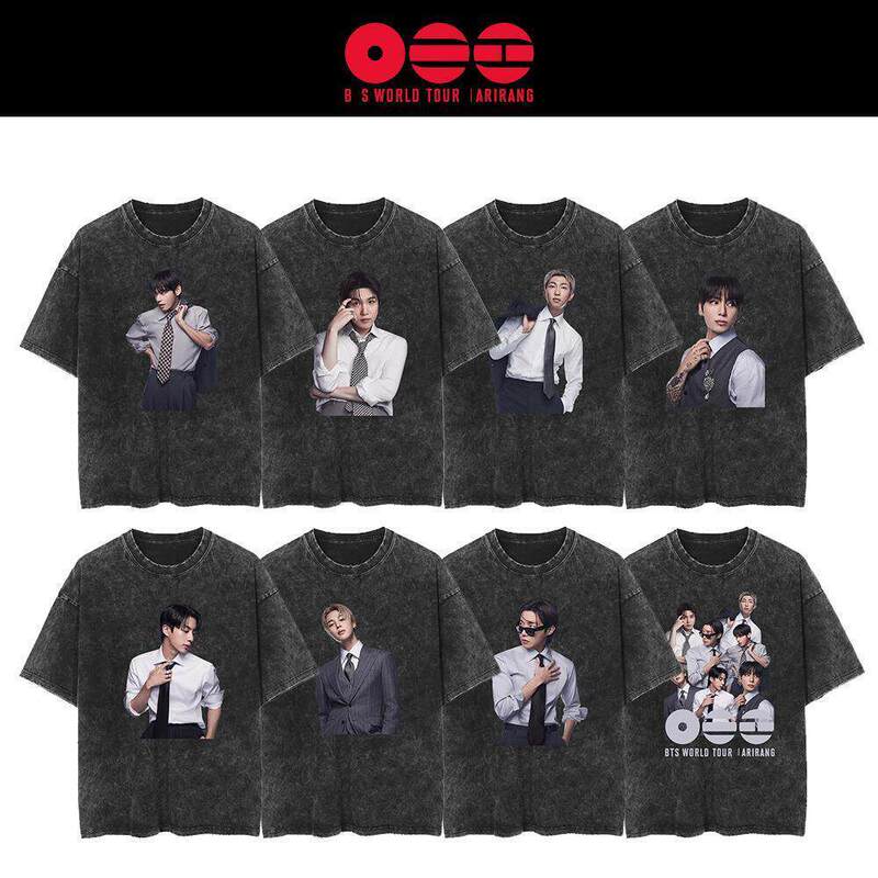 Self-Made Bts 5Th Official Album Arirang Washed T-Shirt Suga Fan Personal Support Short-Sleeve Shirt Jk V