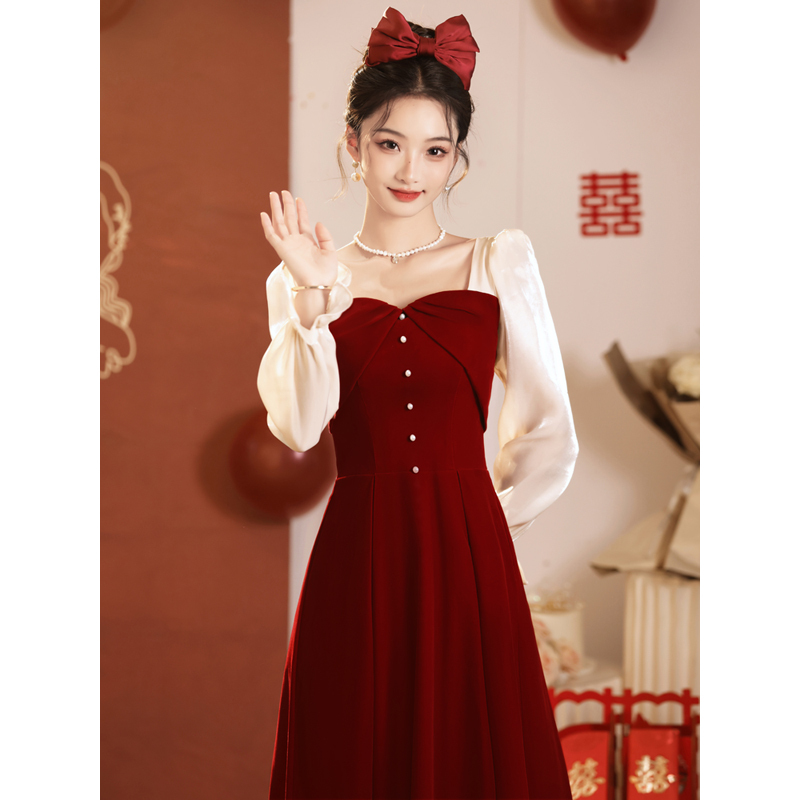 Bridal Toast Dress 2026 New Wedding Dress Engagement Evening Dress Women's High-End Everyday Wear Dress Spring