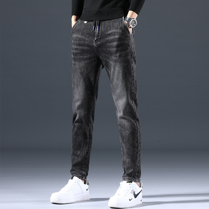 Hong Kong High-end Denim Pants Boomer 2020 Fall Repaired Small Feet Straight Barrel Men Casual Trend Kharen Long Pants