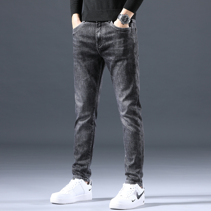 Hong Kong high-end jeans men's 2022 spring and autumn new trendy brand slim feet men's straight casual long pants