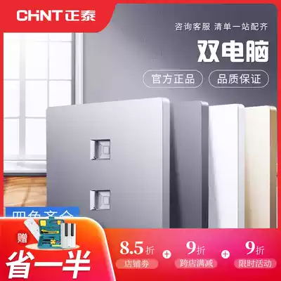 Chint 86 switch socket dual computer two bit computer network broadband socket panel home hidden
