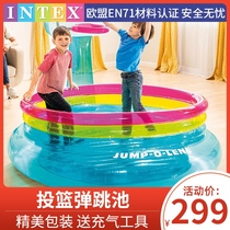 INTEX Child inflatable castle Home Basket Toy Jump Bed Indoor Toy House Small Trampoline Ball Pool