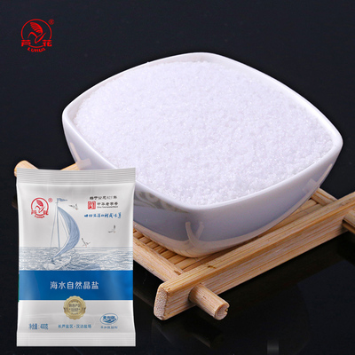 芦花海盐海水自然晶盐不加碘400g*6