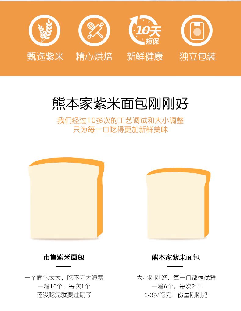 熊本家 紫米夹心面包 500g*2箱 新鲜发货10天短保 图2
