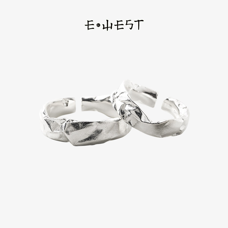 EWEST art unoriginal design sensation lovers to the ring female niche creative opening creamus pure silver ring male gift