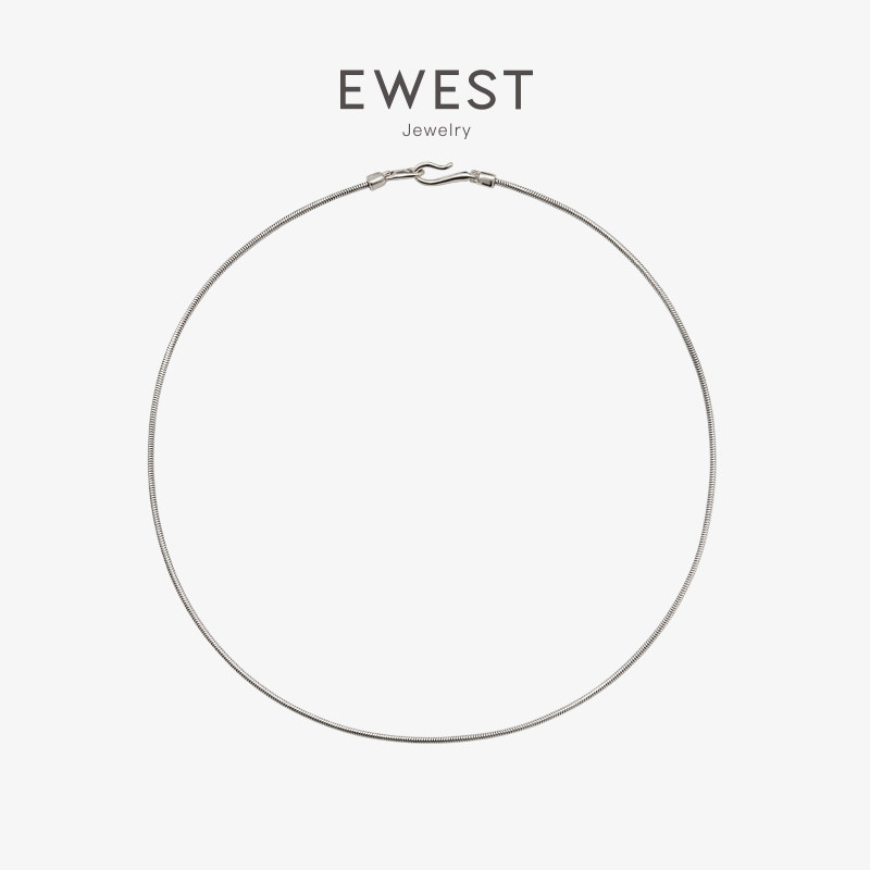 EWEST snake bone chain sterling silver necklace for women, design, clavicle chain, choker, sweater chain, long accessory.