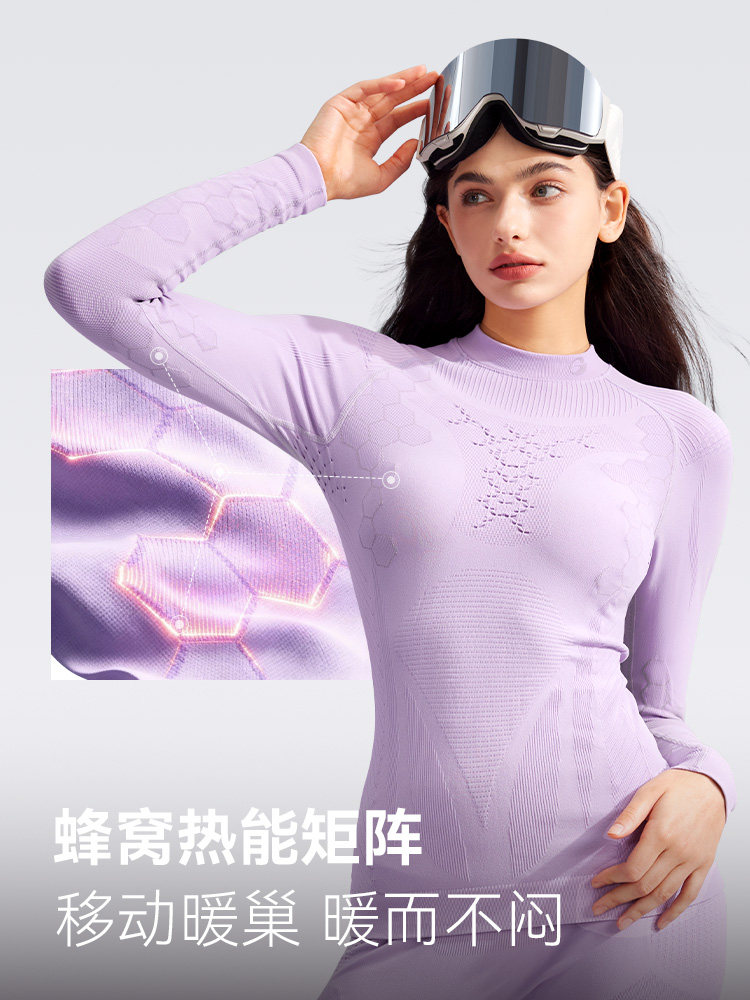 Golijie Women's Quick-Dry Ski Clothing, Thermal Outdoor Sports Compression Clothing, Inner Wear for Mountaineering and Hiking, Base Layer