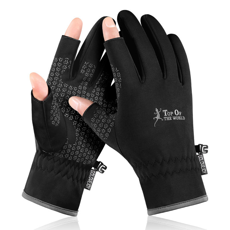 Cycling gloves men's winter food delivery Meituan little brother rider artifact courier cycling waterproof and warm leakage two fingers
