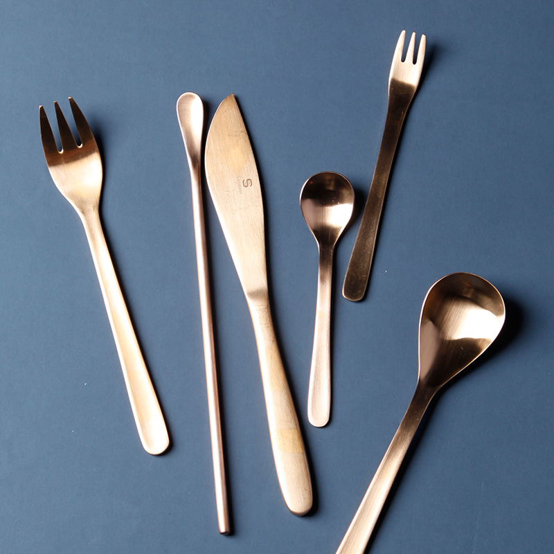 Huafu Western tableware knife fork spoon household set stainless steel steak knife small fork spoon fruit dessert fork 6-piece set