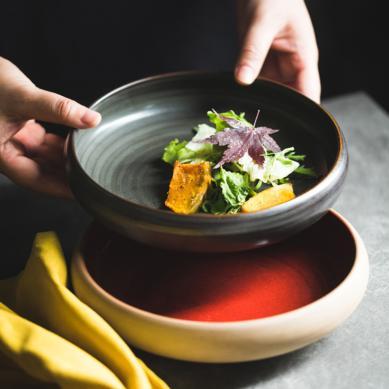 Retro Ceramic Cutlery Home Eating Bowls Soup Noodles Bowl Day Style Bowl Soup Bowls Noodles Bowls Noodles Bowls Salapan Disc