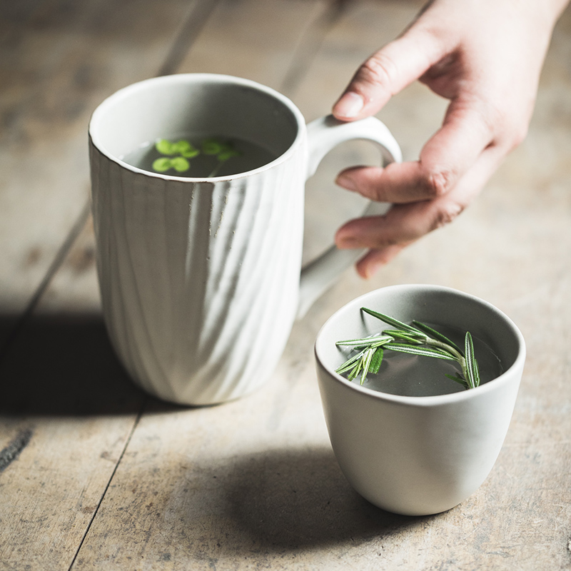 Hufu Sun Style Retro Ceramic Coffee Cup Water Cup Coarse Pottery Nostalgia Handmade Water Tattoo Ceramic Milk Mark Cup Tea Cup