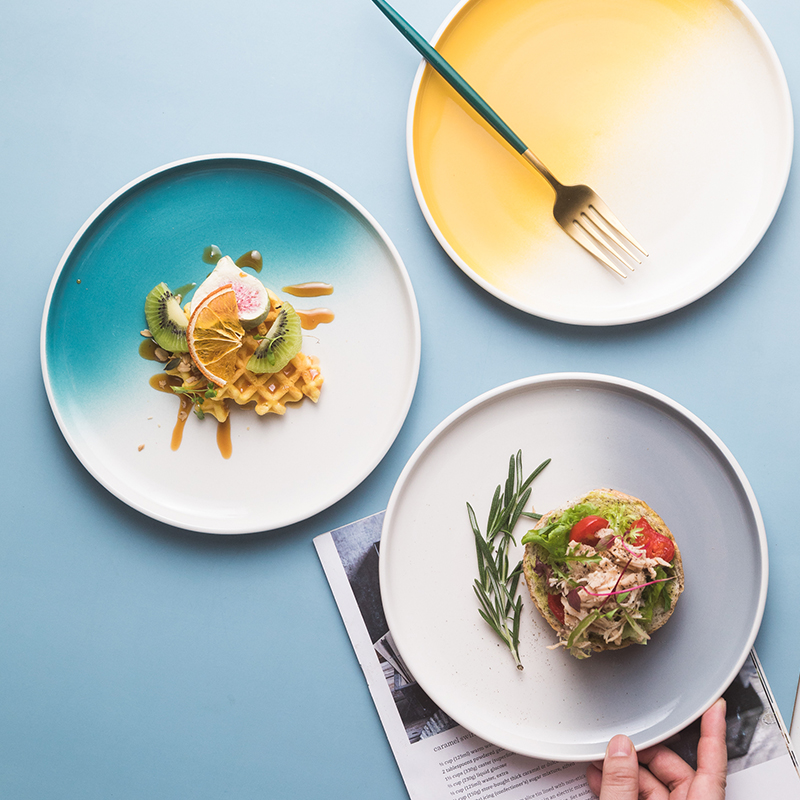 Nordic Asymptotic Ceramic Cutlery Western Dining Dinner Plate Steak Tray Creative Home Plate Dessert Disc disc Photographing Pendulum