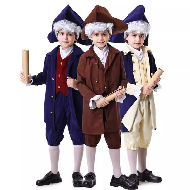 Halloween Children's American Lawyer Costume, Masquerade Party, Washington Supreme Court Justice Retro Tailcoat Performance Costume Halloween Children's American Lawyer Costume, Masquerade Party, Washington Supreme Court Justice Retro Tailcoat Performance Costume