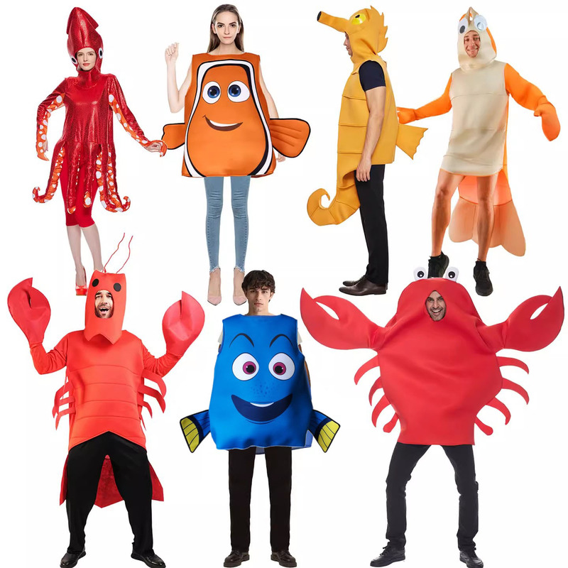 Halloween Crazy Funny Ocean Party Octopus Squid Seahorse Clownfish Shrimp Crab Costume