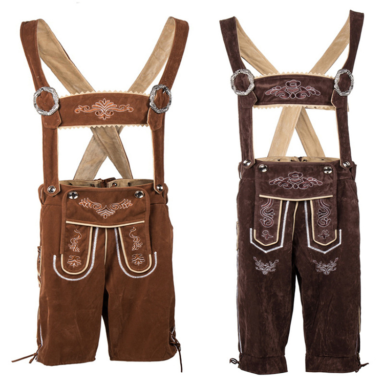 High-Quality German Men's Overalls, Bavarian Traditional Leather Pants Overalls, Oktoberfest Stage Performance Clothing