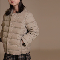 Haqi vêtements dhiver pour enfants nouveau produit 90 duvet de canard blanc parent-enfant avancé léger doux et confortable col rond doudoune à simple boutonnage