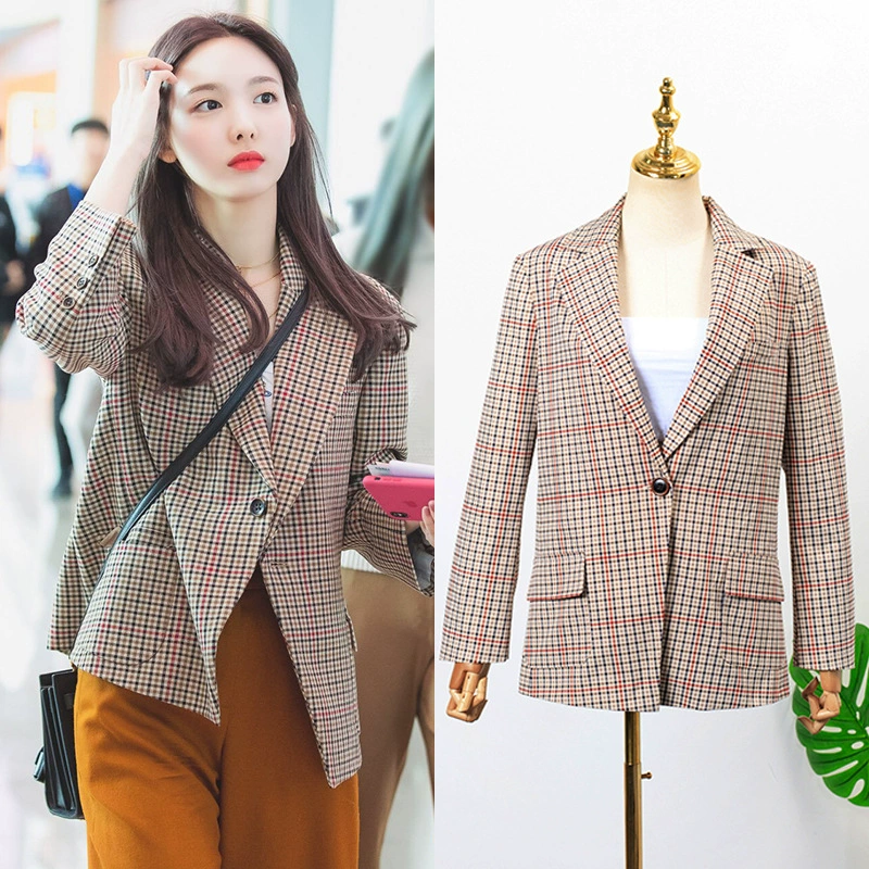 Lin Nalian Cùng một chiếc áo kẻ sọc dài tay kẻ sọc nhỏ phù hợp với khí chất thời trang đi lại áo khoác nữ OL mùa thu 2020 - Business Suit