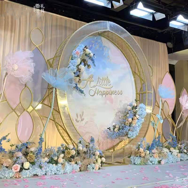 New round oval wedding props arch shelf thickened truss flower door shelf Modeling shelf Background arch