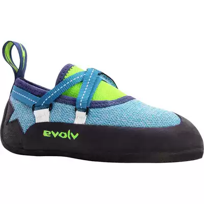 Evolv children's rock climbing shoes flat soft special rubber sole breathable upper adhesive closure size adjustable all day wear