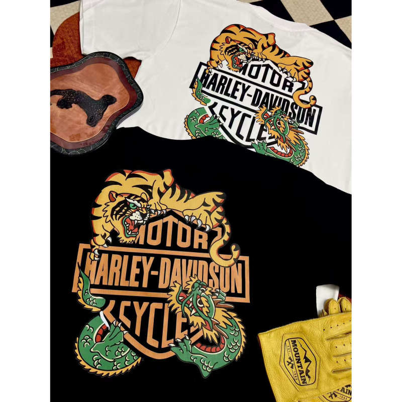 【Harley-Davidson Shield Logo】American Retro Motorcycle Men's and Women's Crew Neck Loose Pure Cotton Short-Sleeve T-Shirt 【Harley-Davidson Shield Logo】American Retro Motorcycle Men's and Women's Crew Neck Loose Pure Cotton Short-Sleeve T-Shirt